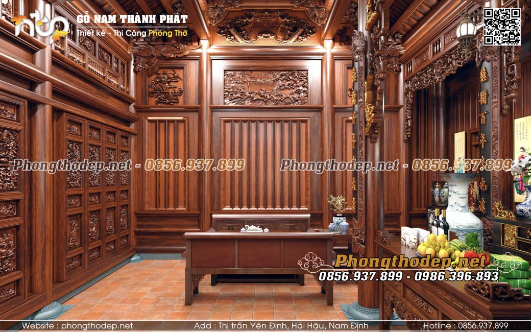 Thiết kế nội thất nhà thờ họ 3 gian Bắc Bộ siêu đẹp